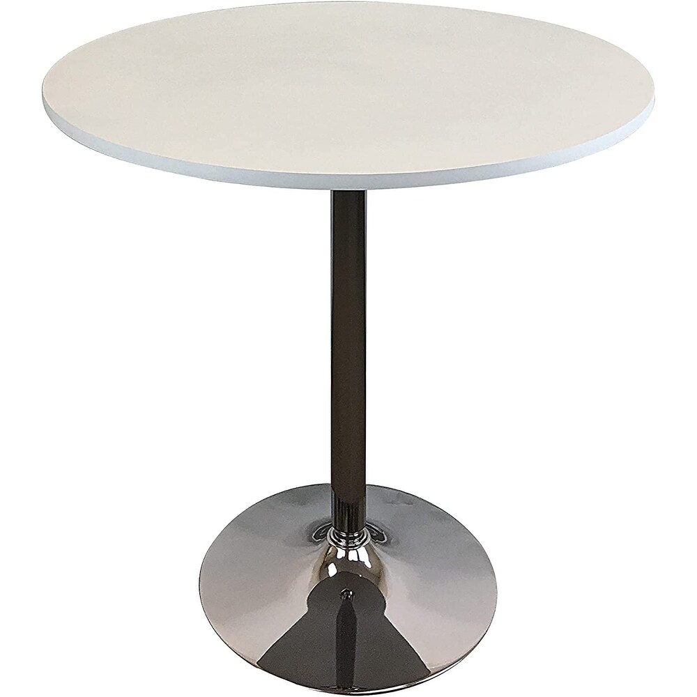 Round Wood Top Dining Table with Chrome Base