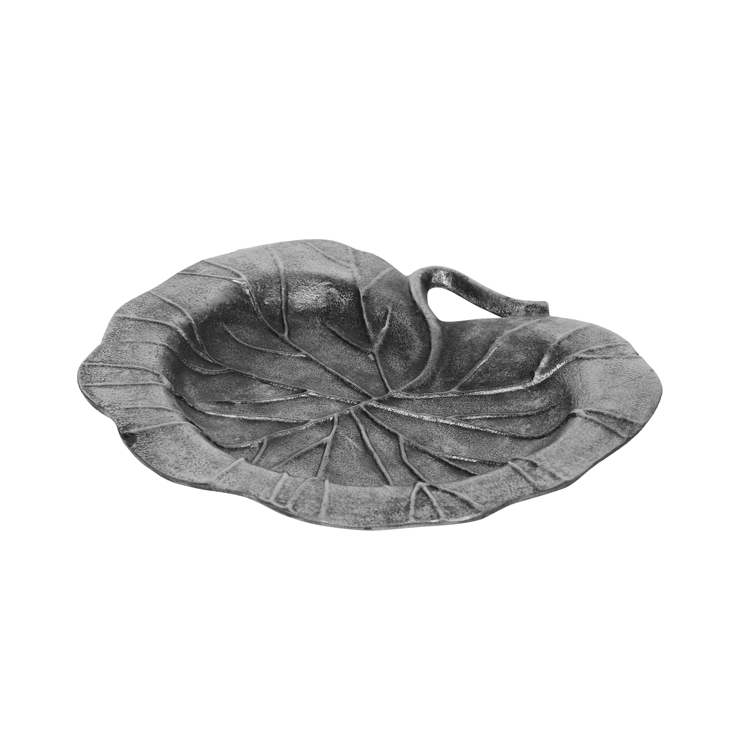 Verano Handcrafted Aluminum Decorative Leaf Plate, Antique Nickel