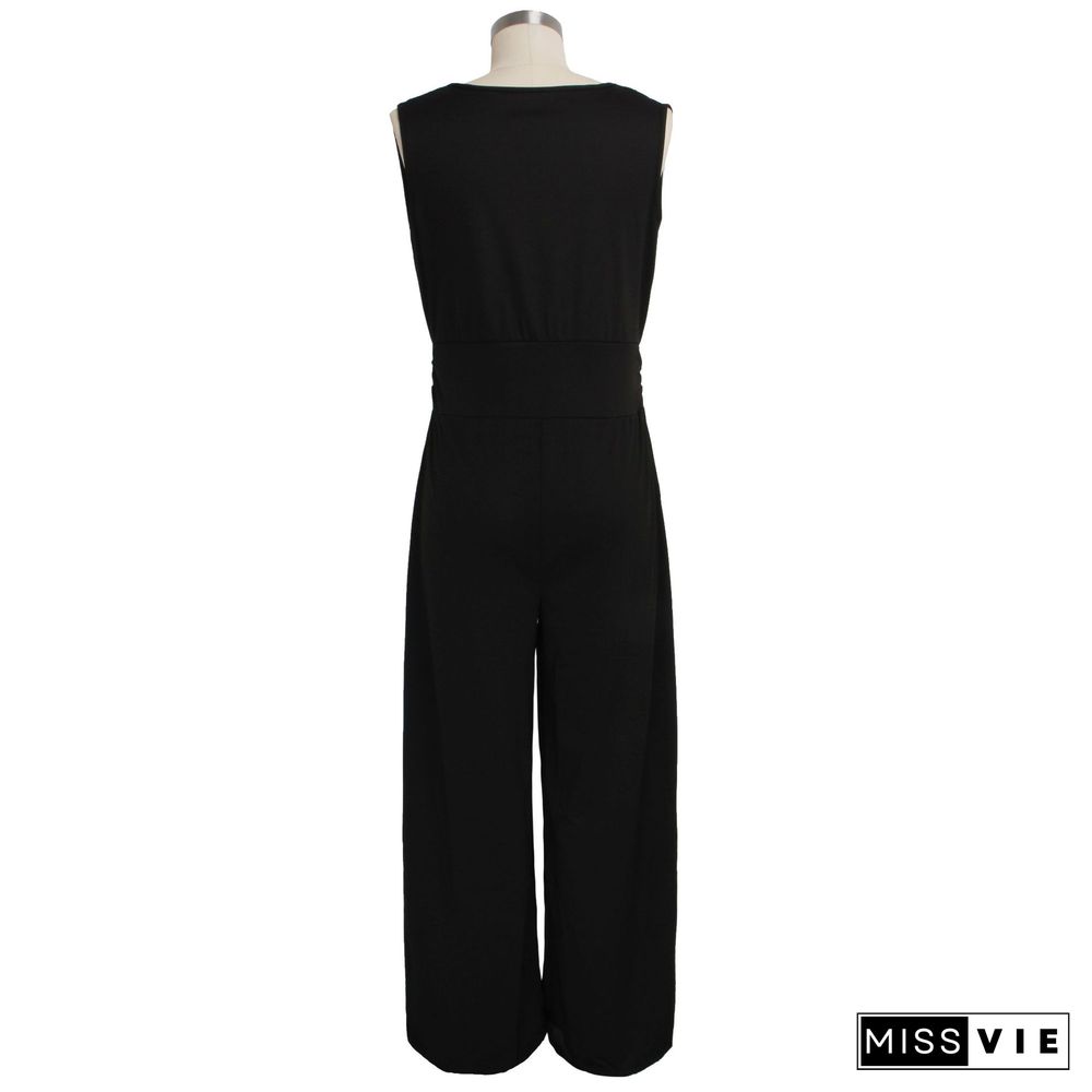 Sexy Deep V Loose Straight-legs Jumpsuit