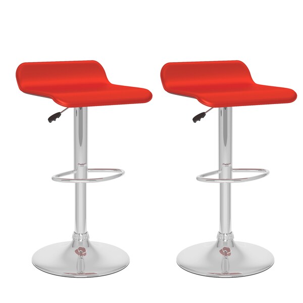 Curved Adjustable Leatherette Barstool (Set of 2)