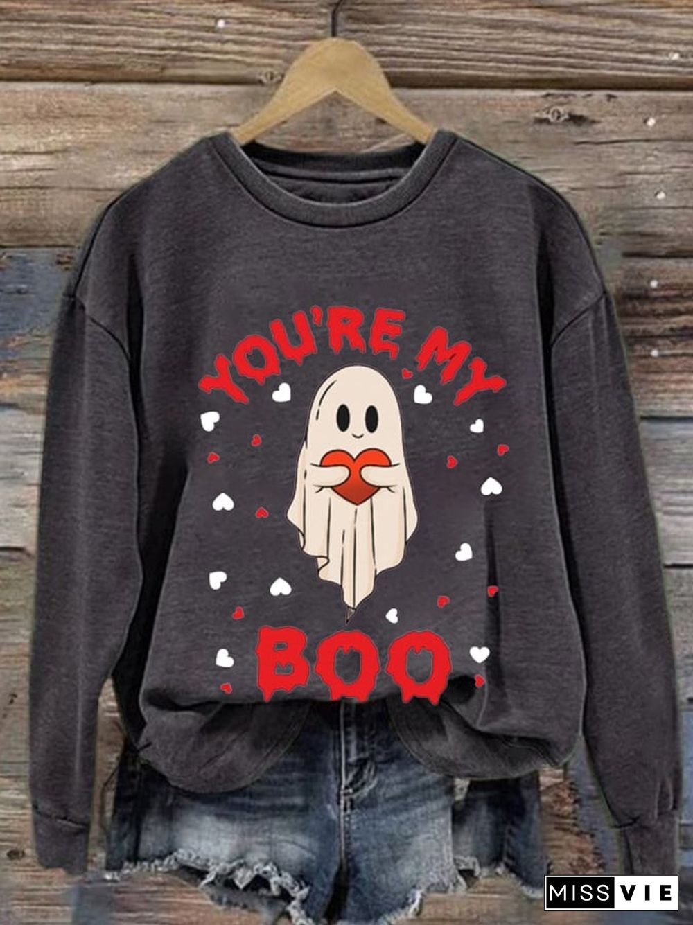 Women'S You're My Boo Halloween Print Casual Sweatshirt