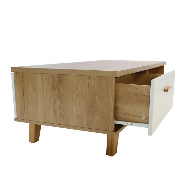 47-inch Solid Wood Coffee Table with Two Drawers