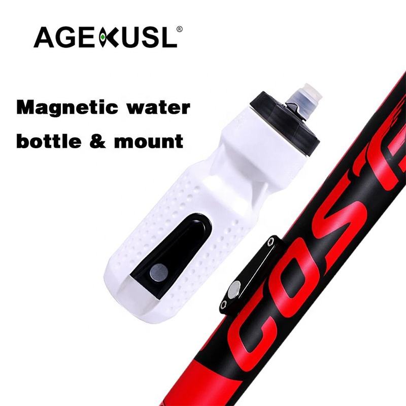 AGEKUSL Cycling Magnetic Mount Cage Bottles Cage Flask Pressing 710ml Bike Water Bottle For MTB Road Folding Bicycle