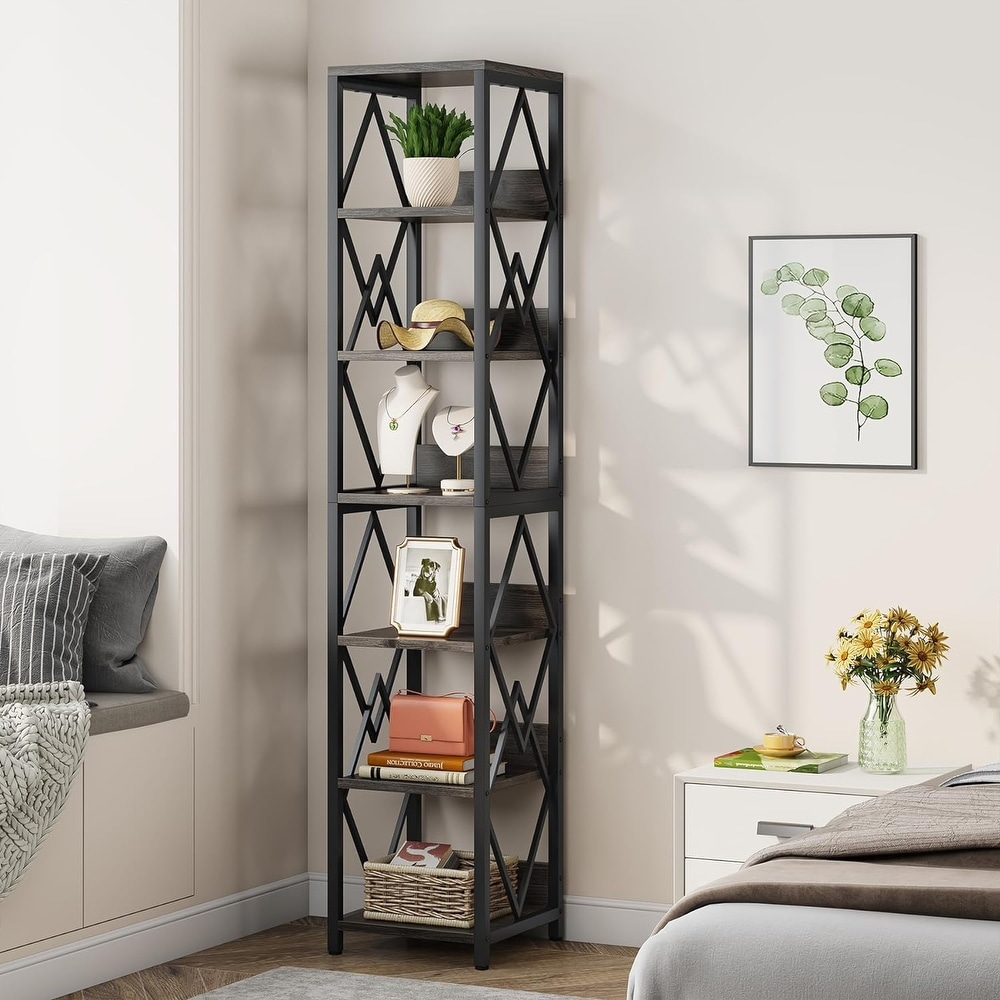 75 Inches Tall Narrow Bookshelf Bookcase