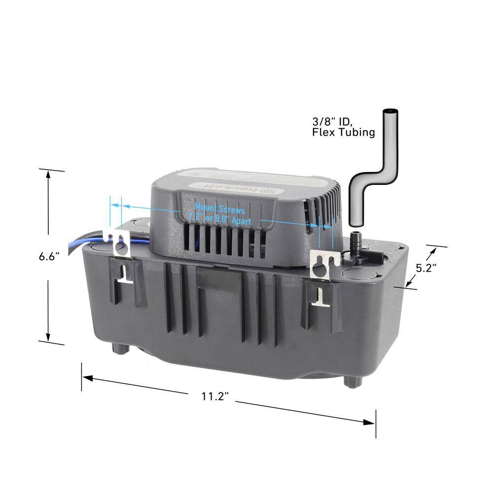 BECKETT BK171TUL 115 Volt Automatic Medium Condensate Removal Pump with Safety Switch and 20 ft. of 38 in. ID PVC Tubing BK171TUL