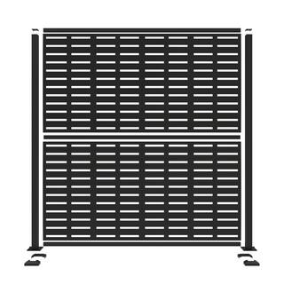 Barrette Outdoor Living 6 ft. x 6 ft. Matte Black Metal Decorative Screen Panel Frame Kit with Boardwalk Black 73032562