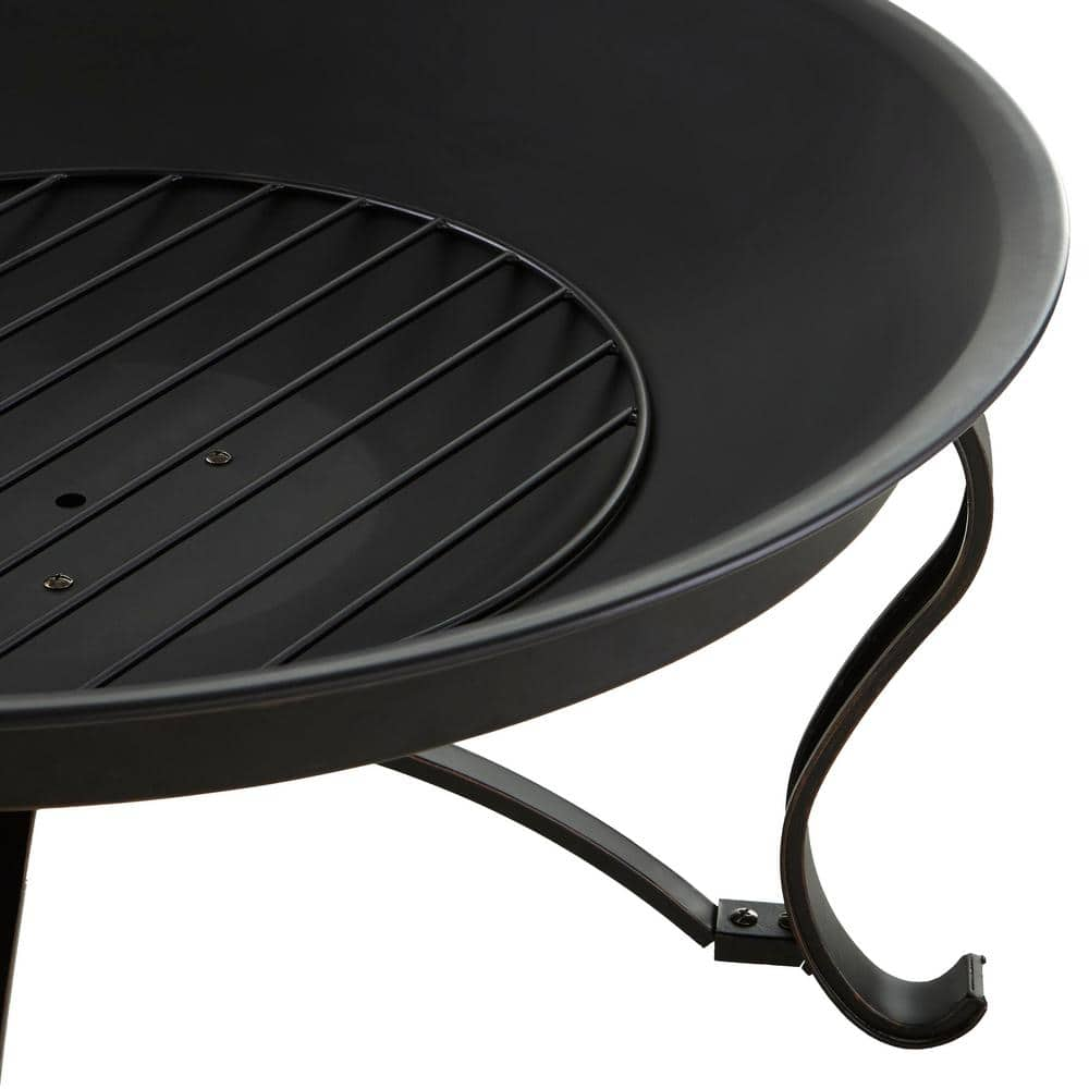 Hampton Bay Sadler 30 in. x 19 in. Round Steel Wood Burning Fire Pit in Rubbed Bronze OFW284R-HD