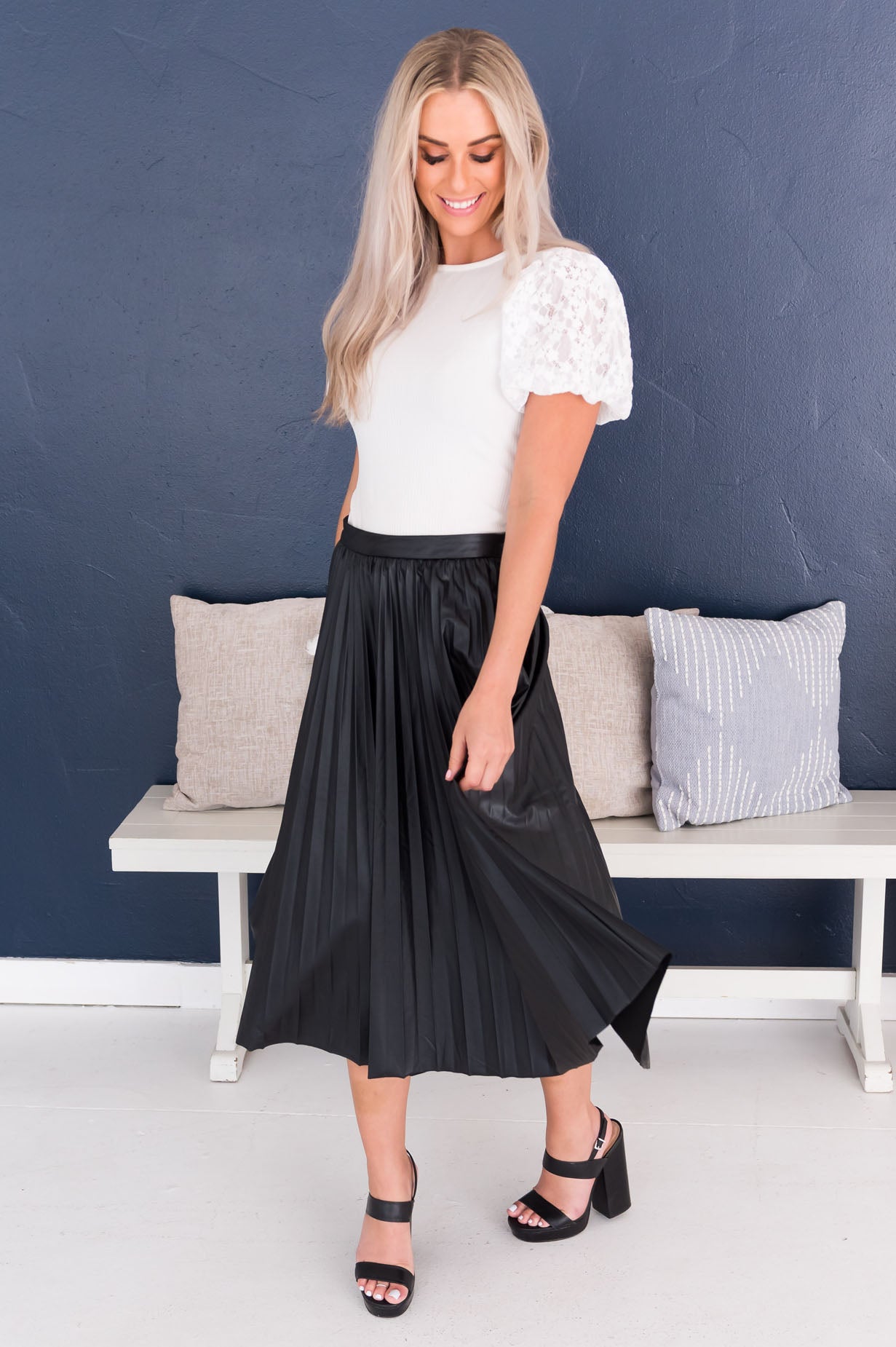 Falling For You Modest Pleat Skirt