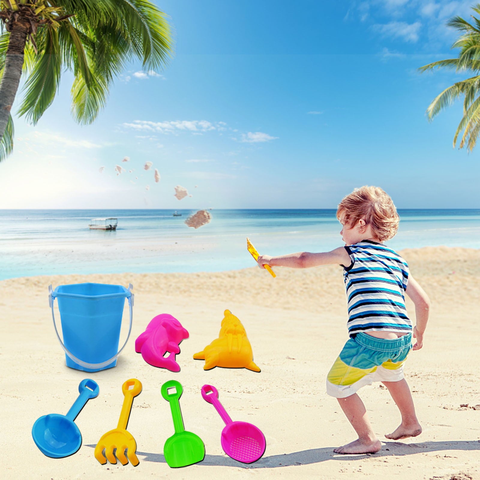 Beach Toy 7 Piece Beach Toy Sand Set Sand Play Sandpit Toy Summer Outdoor Toy Pool Toys For Toddlers 1-3 Abs As Shown