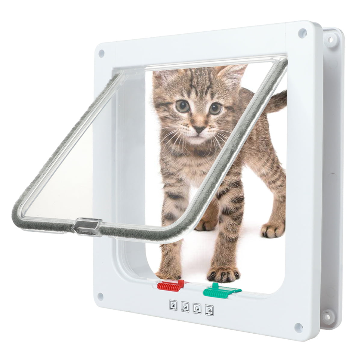 4-Way Locking Flap Pet Door， Suitable for Cat Door and Dog Door of Indoor and Outdoor Safety Passage