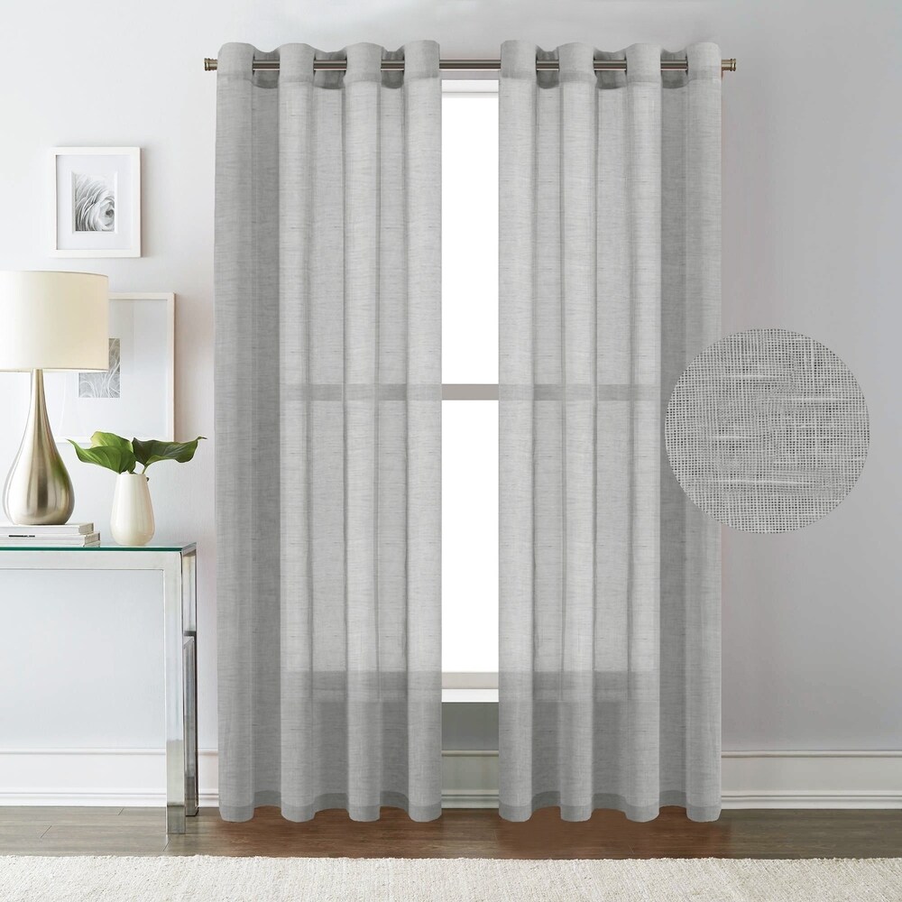 H.Versailtex Sheer Linen Curtain Panels (Set of 2)