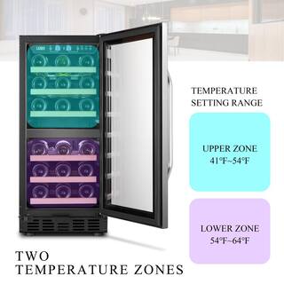 LANBO 15 in. 28 Bottle Stainless Steel Dual Zone Wine Refrigerator LW28D