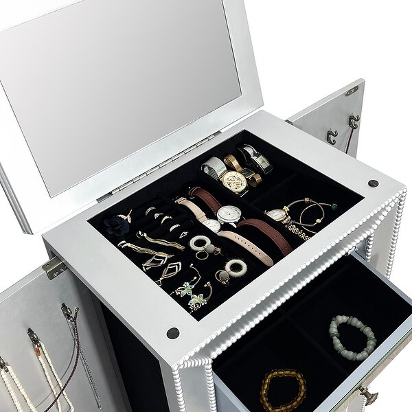 Multifunctional Jewelry Armoire with 6 Drawers and 2 Side Swing Doors - - 36977670