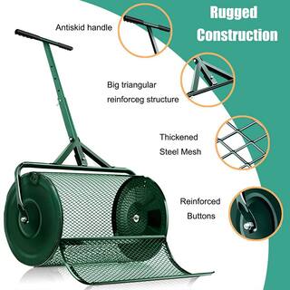 Tenleaf Peat Moss Spreader 24 in. Compost Spreader Metal Mesh T shaped Handle for planting seeding SXB554057