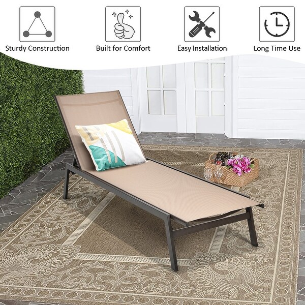 Costway Patio Lounge Chair Chaise Recliner Back Adjustable Garden