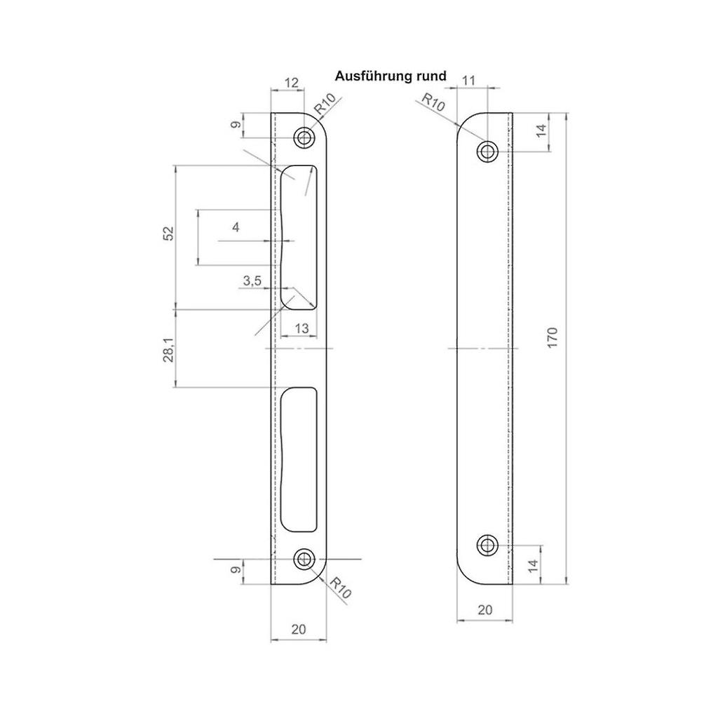 Premium Quality M4TEC ZB9 Angled Silver Metallic Lacquered Steel Strike Locking Door Plate –Sturdy， Durable and Easy To Install – DIN R/L – Suitable For Single and Double-Turn Interior and WC/Bathroom Locks