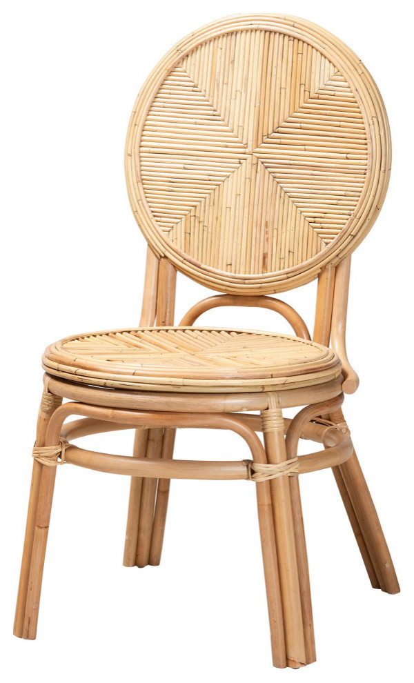 Vina Natural Brown Rattan Dining Chair   Beach Style   Dining Chairs   by Baxton Studio  Houzz