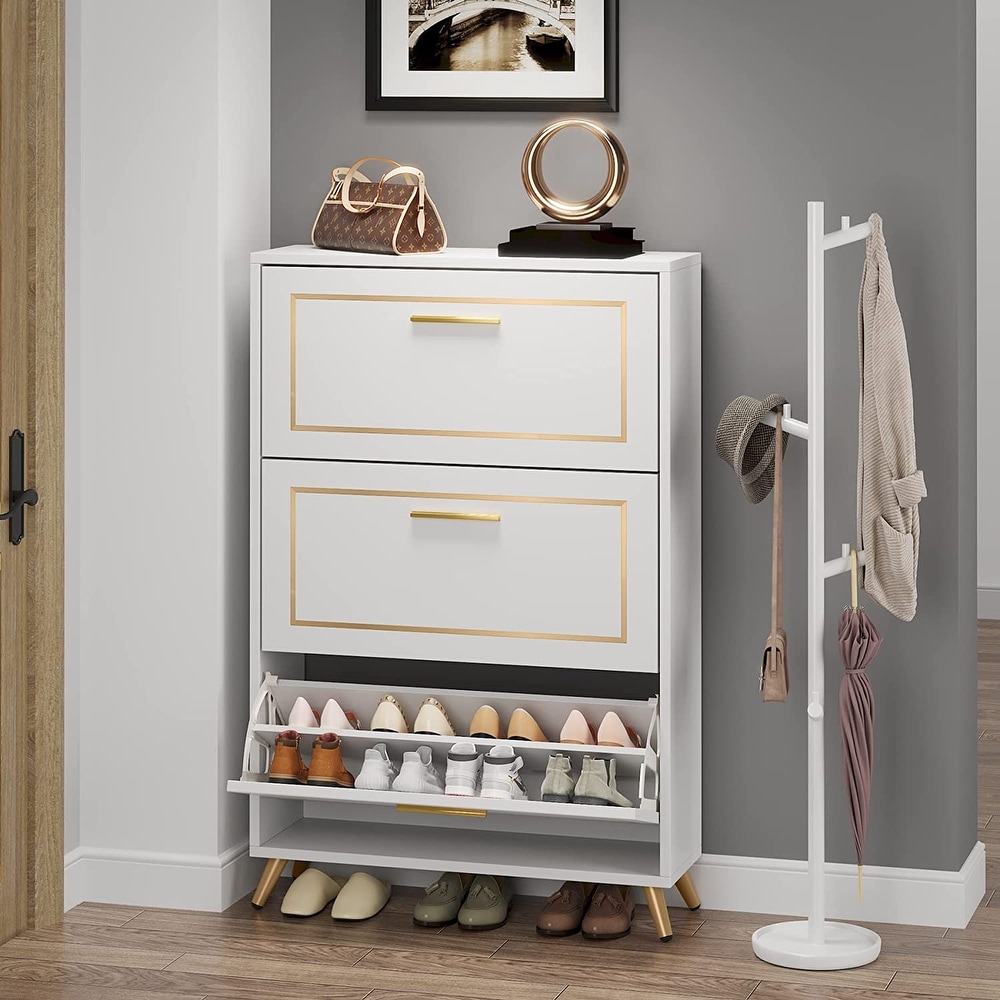 Shoe Cabinet with 3 Flip Drawers for Entryway Bedroom