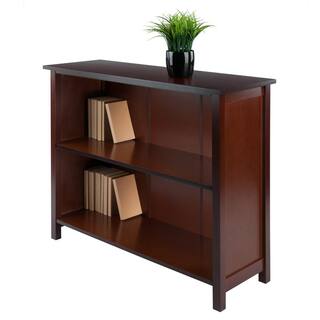 Winsome Wood Milan 2-Section Bookcase Wide Shelf Walnut 94539