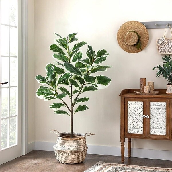 Faux Fiddle Leaf Fig Tree，4.3 Ft