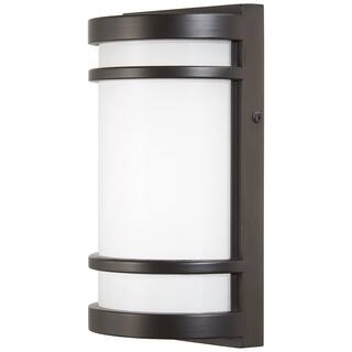 Home Decorators Collection 1-Light Oil Rubbed Bronze LED Outdoor Wall Mount Lantern with White Glass 29800