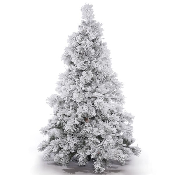 Vickerman Flocked WhiteonGreen PVC 6.5foot Alberta Unlit Artificial Christmas Tree