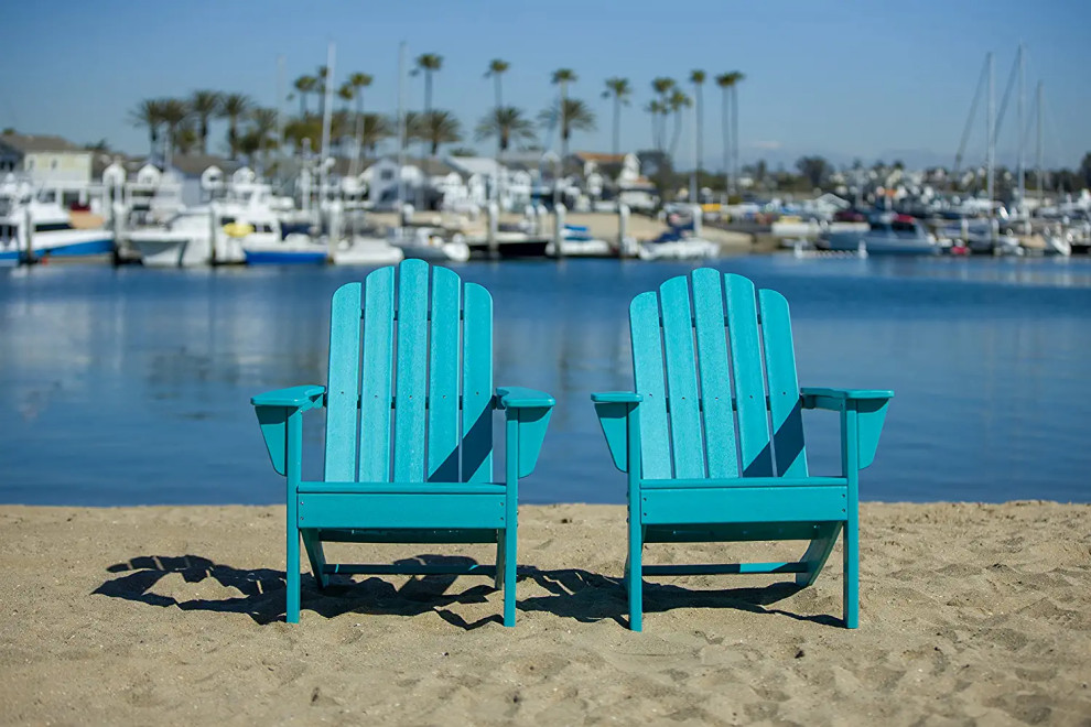 Set of 2 Adirondack Chair  HDPE Frame With Slatted Seat  ampWide Arms   Contemporary   Adirondack Chairs   by Decor Love  Houzz