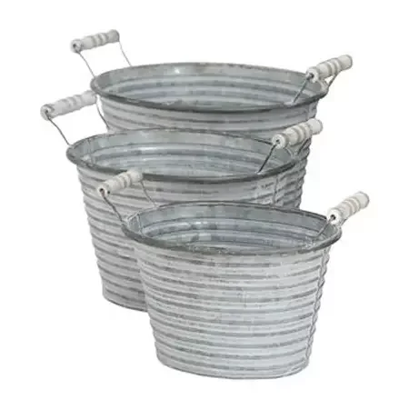 Luxury Garden Planter Set Of 3 Piece Metal Iron Buckets for Garden Patio Home Decoration tin cans sale Easter Buckets farm House