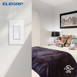 ELEGRP Decorator 15 Amp 120-Volt 3 Way Rocker AC Quiet Light Switch with Wall Plate Matt White (10-Pack) ES005A-0110SWP