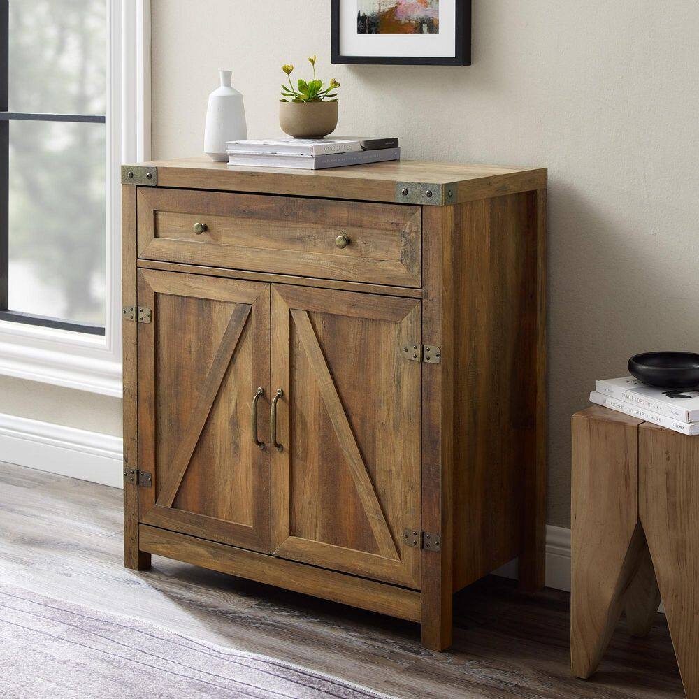 Welwick Designs Barnwood Collection 30 in. Barnwood Accent Cabinet with Barn Doors HD8241