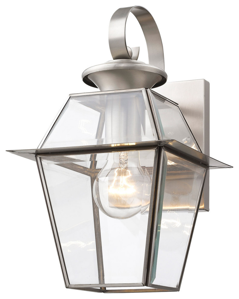 Westover 1 Light Outdoor Wall Light  Brushed Nickel   Traditional   Outdoor Wall Lights And Sconces   by Buildcom  Houzz