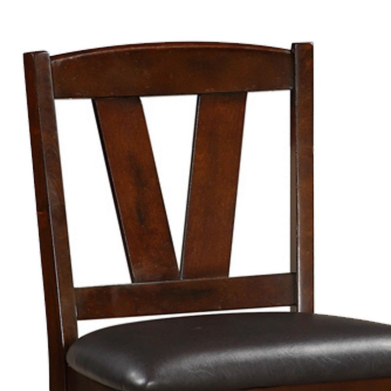 Rubber Wood Counter Height Armless Chair， Dark Walnut brown， Set of 2