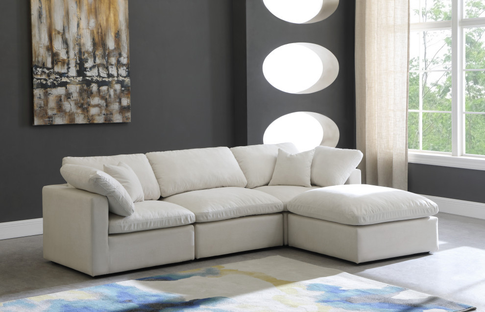 Plush Velvet / Down Standard Comfort L Shaped Modular Sectional   Transitional   Sectional Sofas   by Meridian Furniture  Houzz