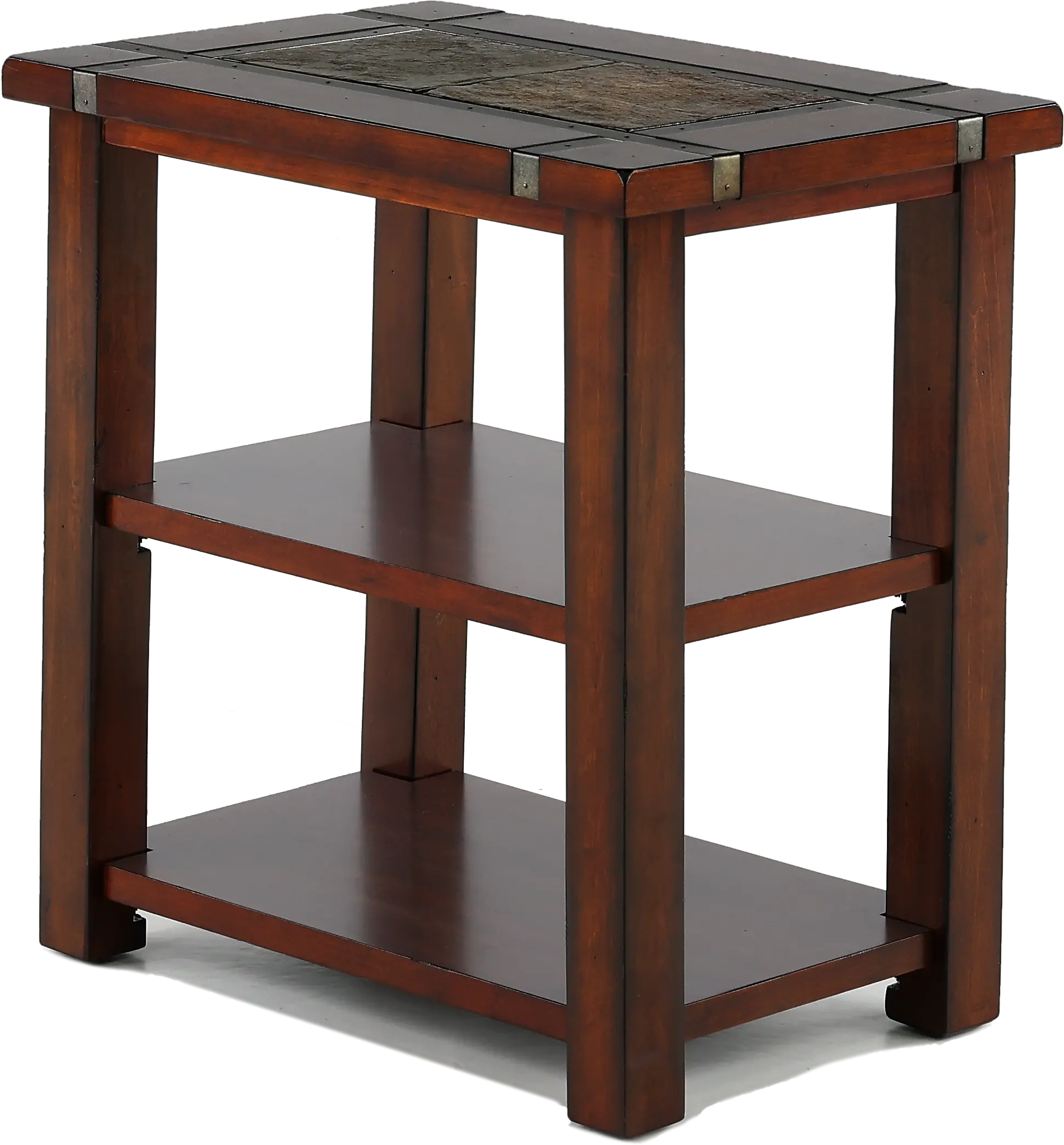 Roanoke Slate and Cherry Brown Chairside Table