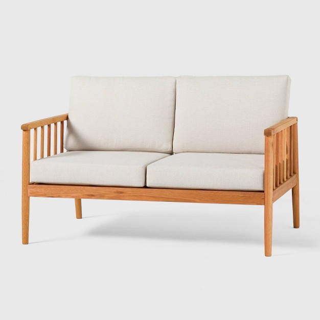 Saracina Home Modern Boho Eucalyptus Spindle Outdoor Bench With Cushions