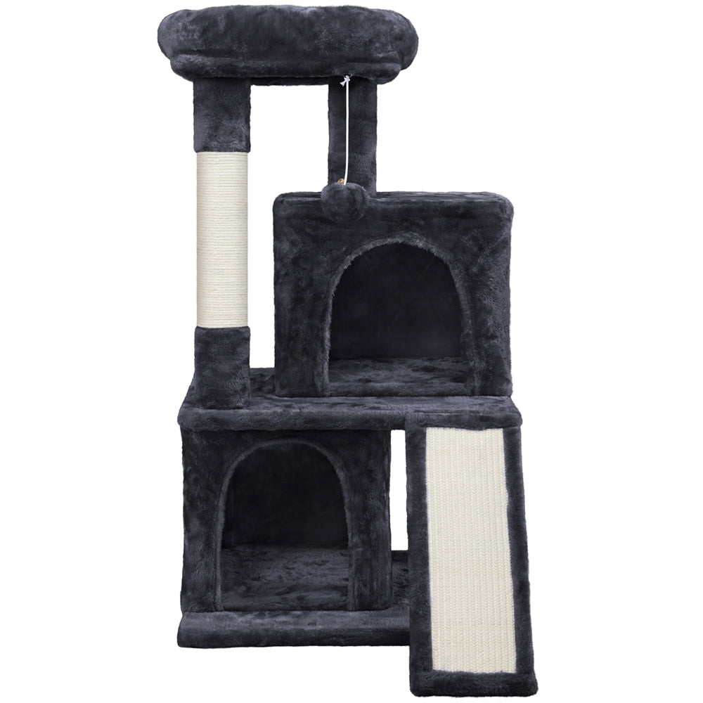 Yaheetech 36'' Cat Tree Multilevel Cat Tower with Double Condos Perches Scratching Posts， Black