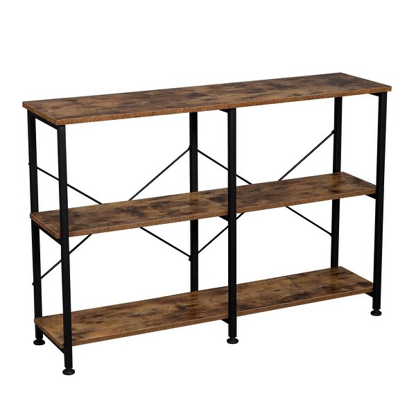 3-Tier Console Sofa Table， Industrial Foyer Table for Living Room， Entry Way， Hallway， Rustic Brown RT - 44.5