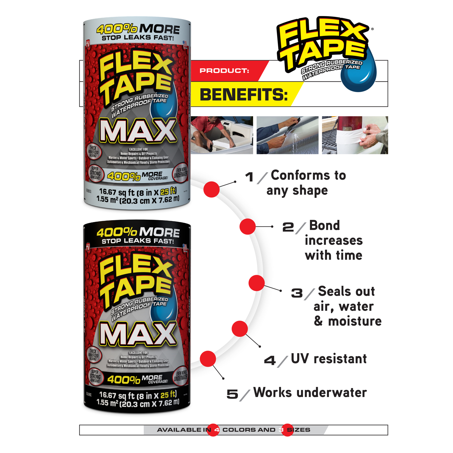 FLEX SEAL Family of Products FLEX TAPE MAX 8 in. W X 25 ft. L White Waterproof Repair Tape