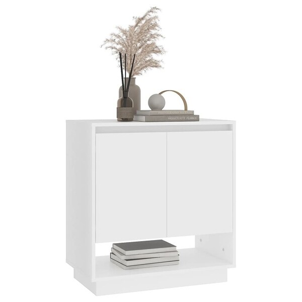 White Sideboard with Door and Shelves Engineered Wood