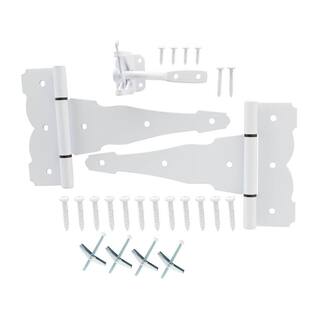 Everbilt White Decorative Gate Hinge and Latch Set 15350