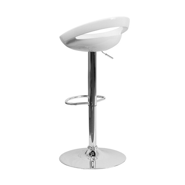 Contemporary Plastic Adjustable Height Bar Stool With Chrome Base