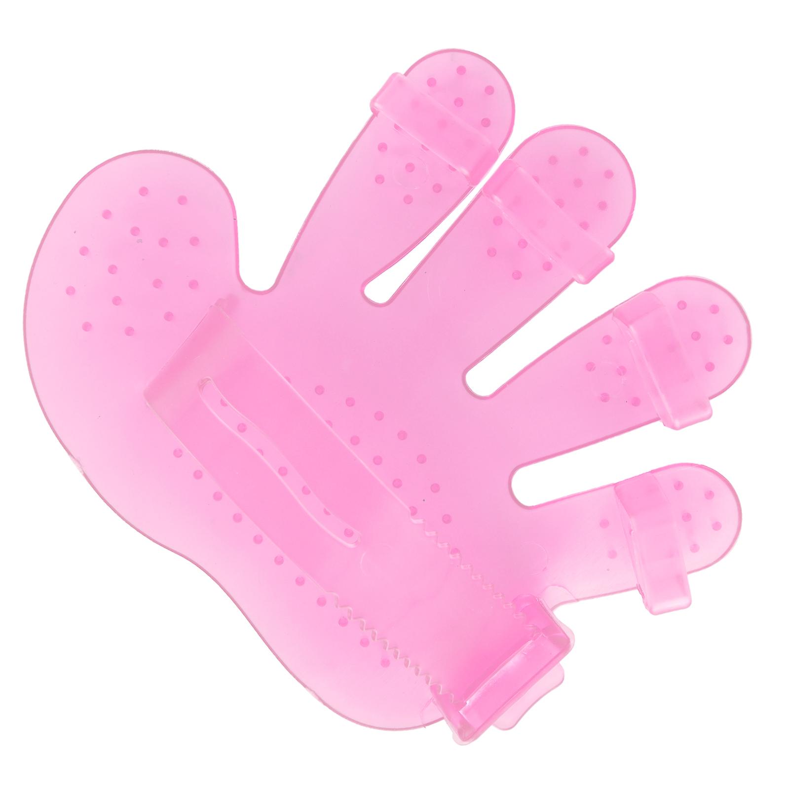 Pet Grooming Gloves Transparent Rubber Fivefinger Grooming Gloves For Bathing Dogs(pink )