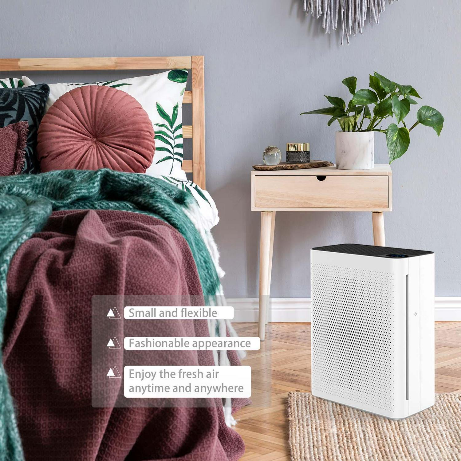 Olansi Air Purifiers for Home， 24H Timer， and 30dB Quiet Sleep Mode， True HEPA Filter， KJ200G-A5A