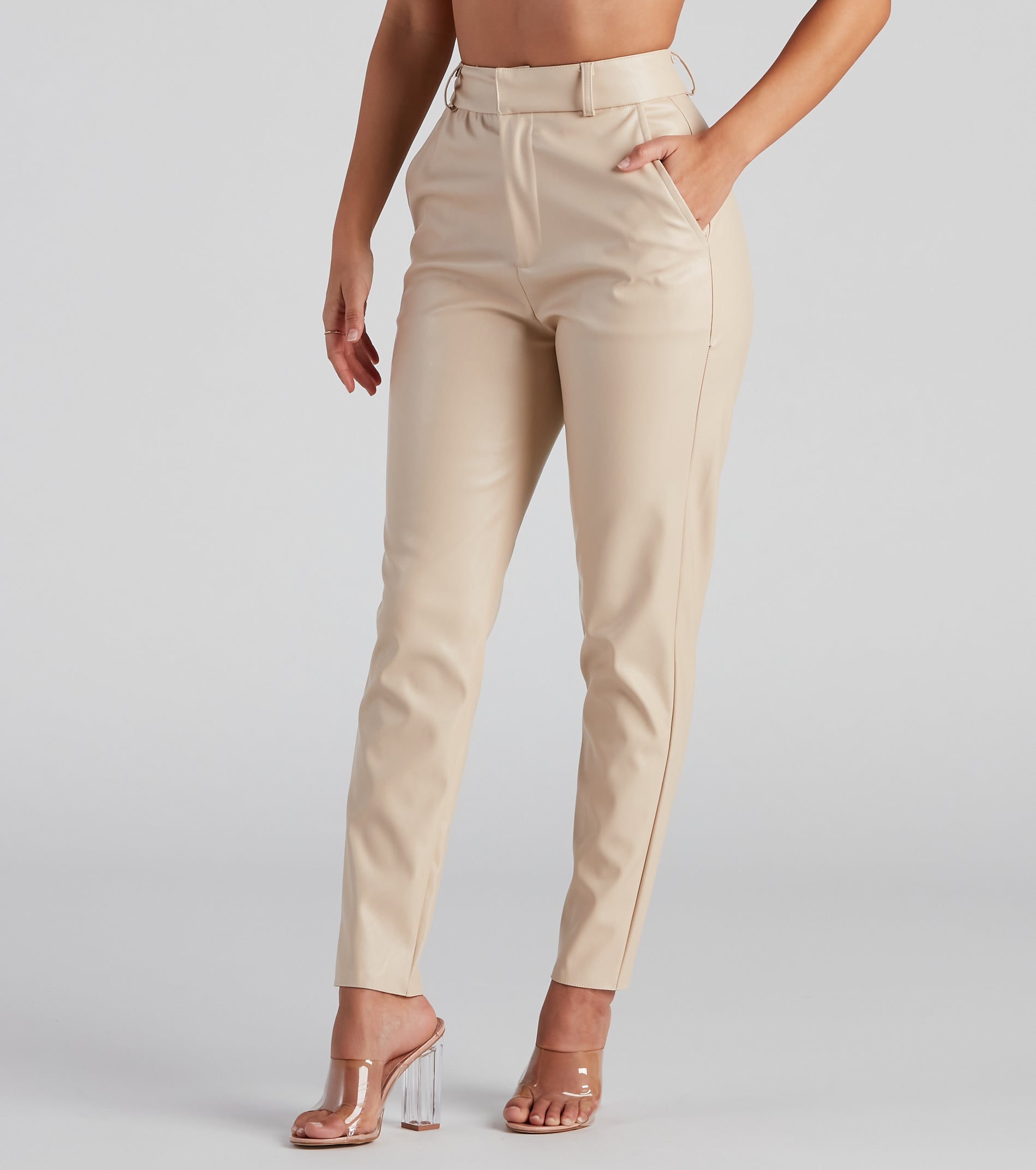 Classic Chic High Waist Faux Leather Pants