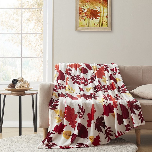 Kate Aurora Ultra Soft amp Plush Fall Autumn Leaves Hypoallergenic Fleece Throw Blanket Cover