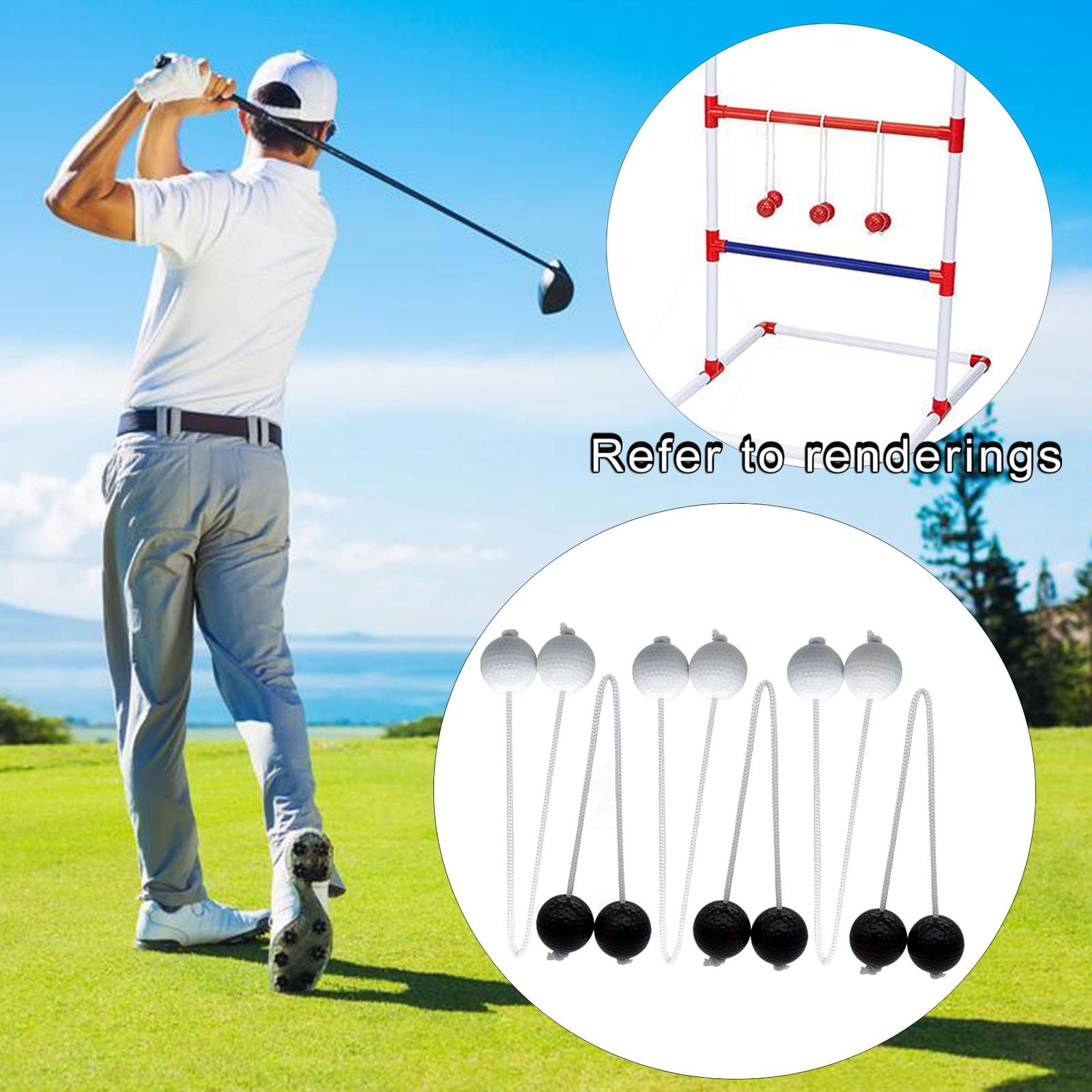 Ladder Balls， 6- Golf Throwing Ball Ladder Throwing Game Outdoor Lawn Yard Beach Game for Children， Adults， Families Black and White