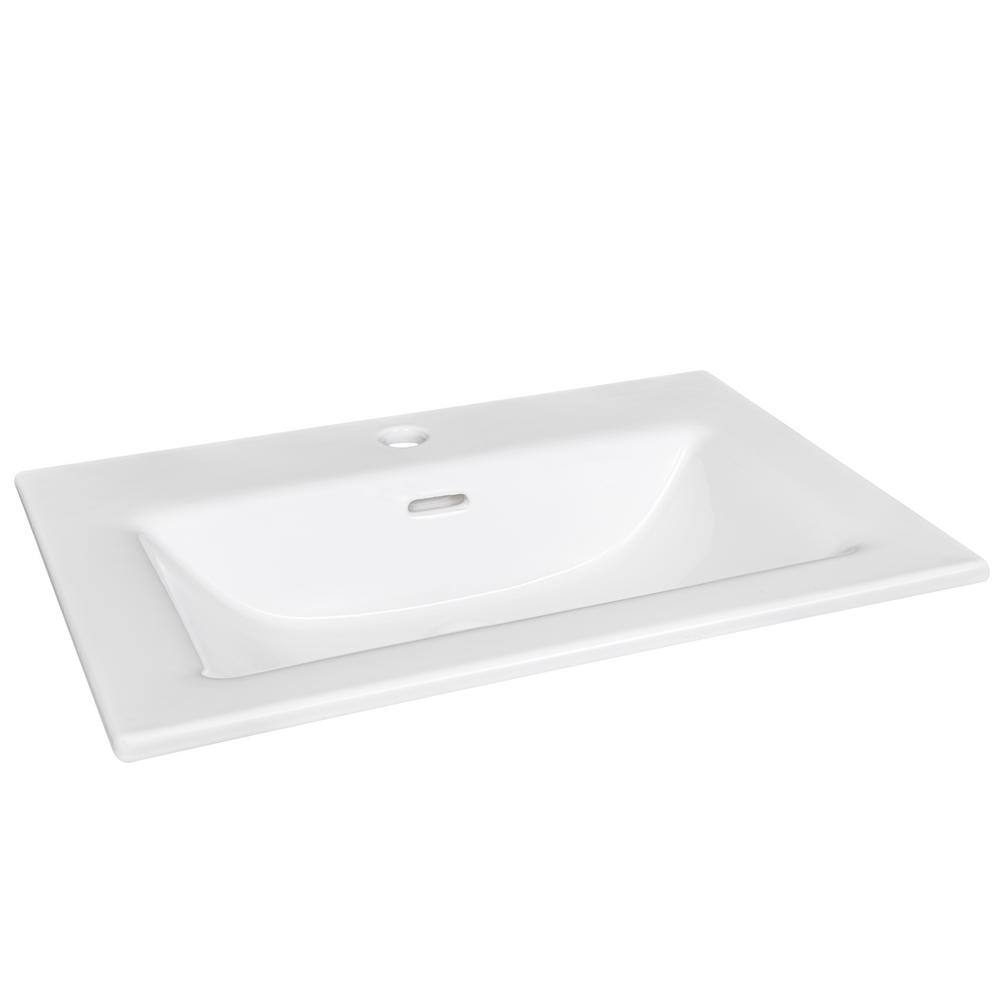 Glacier Bay 24 in. Rectangular Drop-in Bathroom Sink in White 13-0093-W-GB