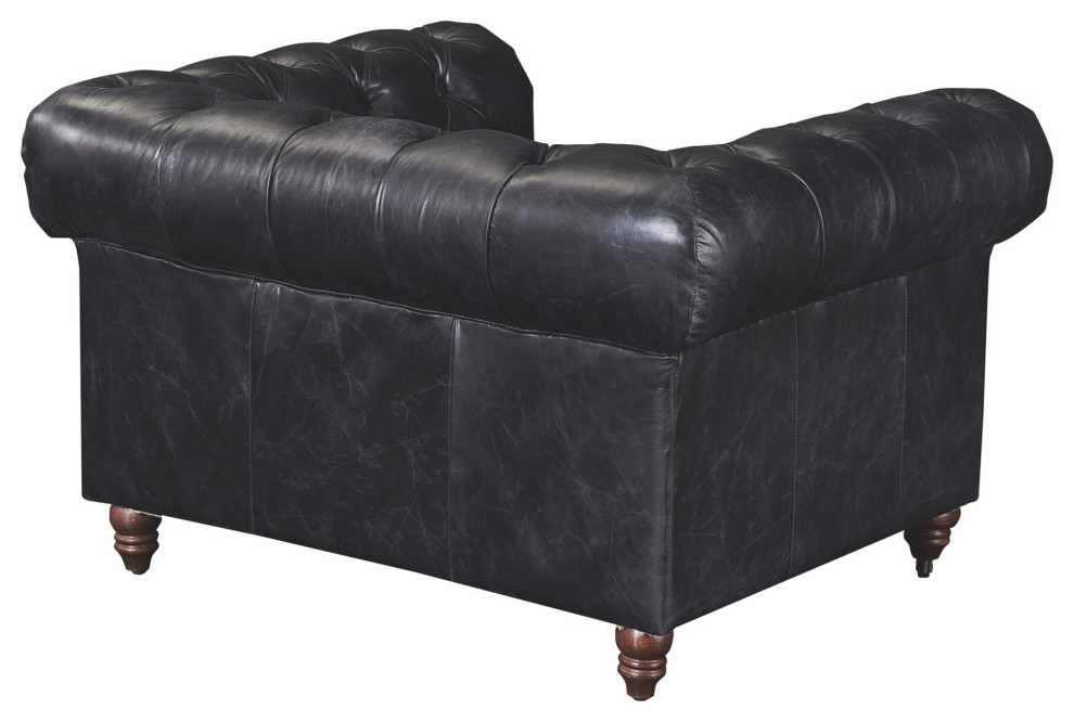 Leather Chesterfield Arm Chair  Slate   Traditional   Armchairs And Accent Chairs   by Crafters and Weavers  Houzz