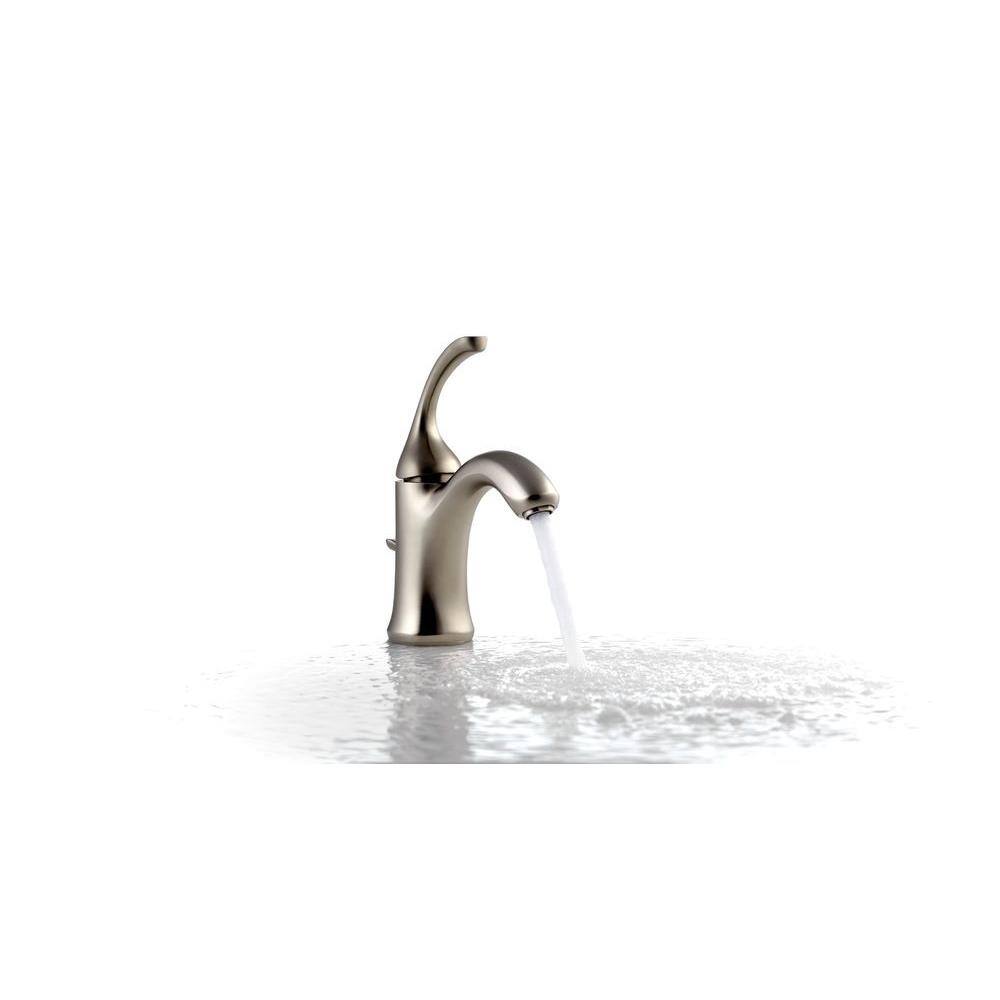 KOHLER Forte Single Hole Single-Handle Low-Arc Water-Saving Bathroom Faucet in Vibrant Brushed Nickel K-10215-4-BN