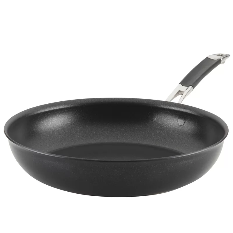 Anolon 87538 Smart Stack Hard Anodized Nonstick Frying Pan / Fry Pan / Hard Anodized Skillet - 12 Inch， Black